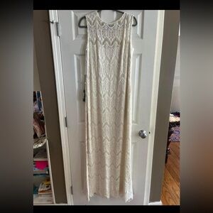 NWT- Todashi Shoji ivory embroidered sleeveless maxi dress